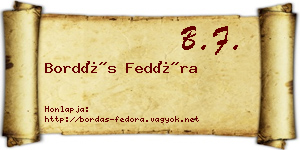 Bordás Fedóra névjegykártya